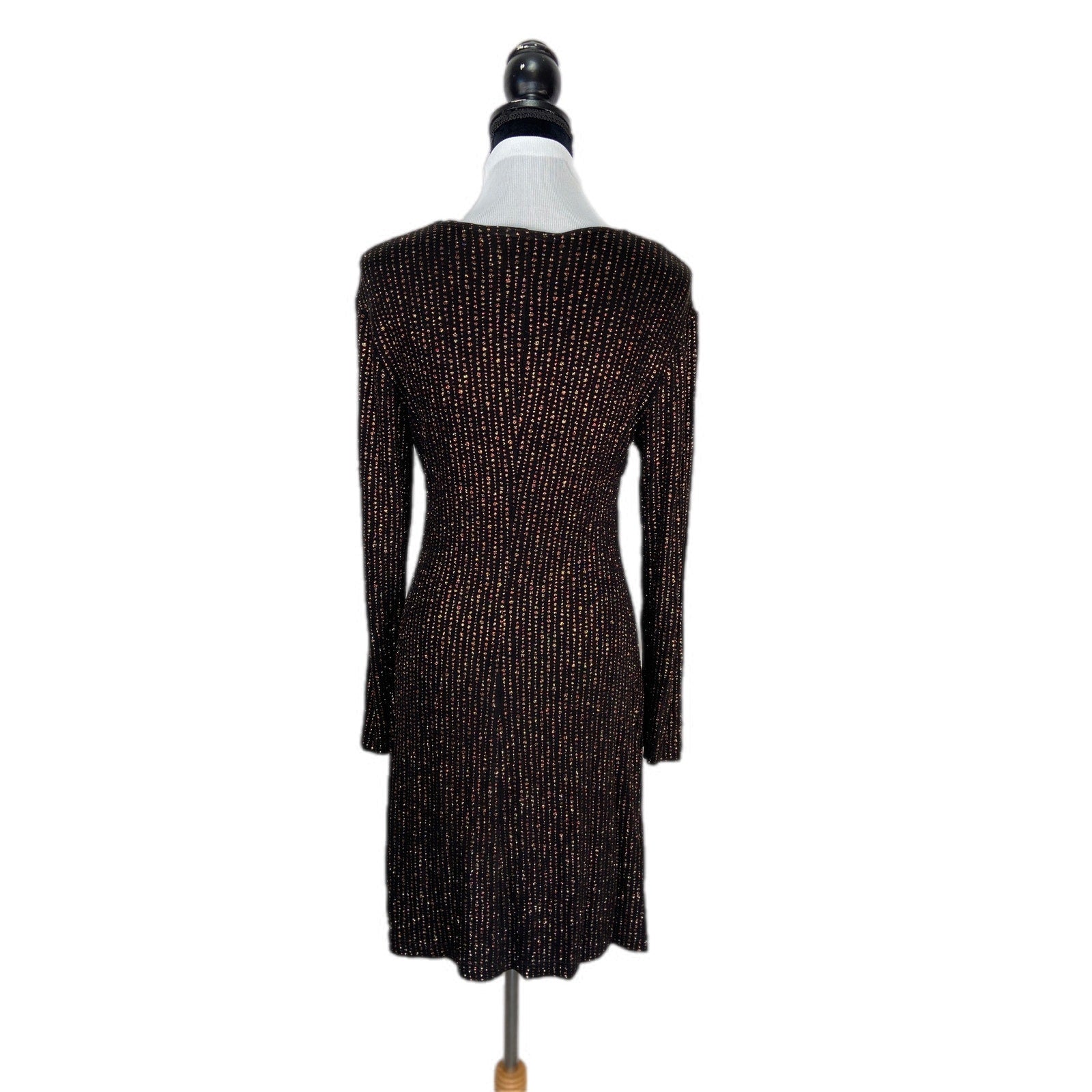 American Vintage Gold Red Sparkly Long Sleeve Short Dress - Women's Size 10