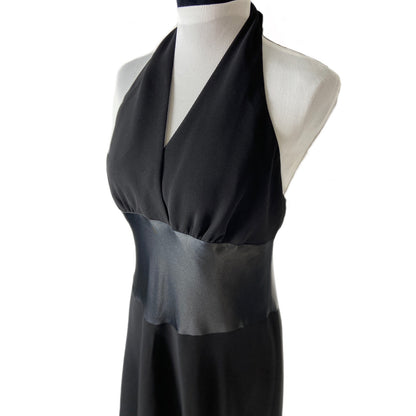 Y2K Black Halter Cocktail Dress - Women's Size 14