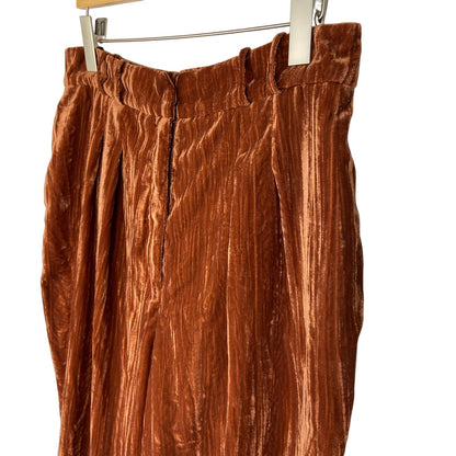 Wayf Dark Gold Crushed Velvet Wide Leg Pants - Women's Size L