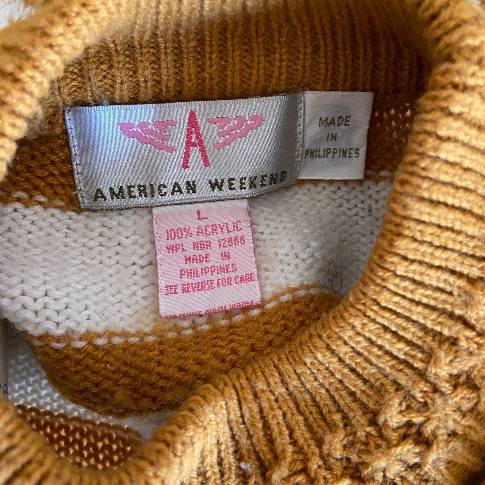 Vintage Striped Chest Pocket Crew Neck Sweater - Women's Size L