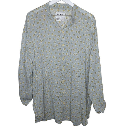 Flax Oversized Rayon Floral Pattern Tunic Blouse - Women's Small