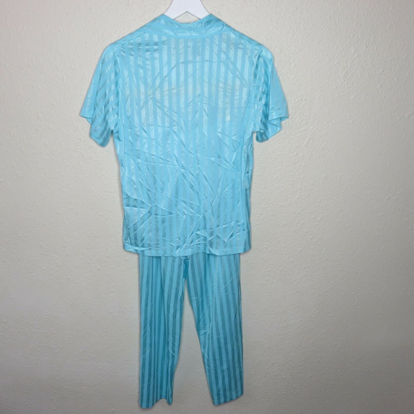 Vintage Sheer Blue Striped Pajamas - Women's S/M