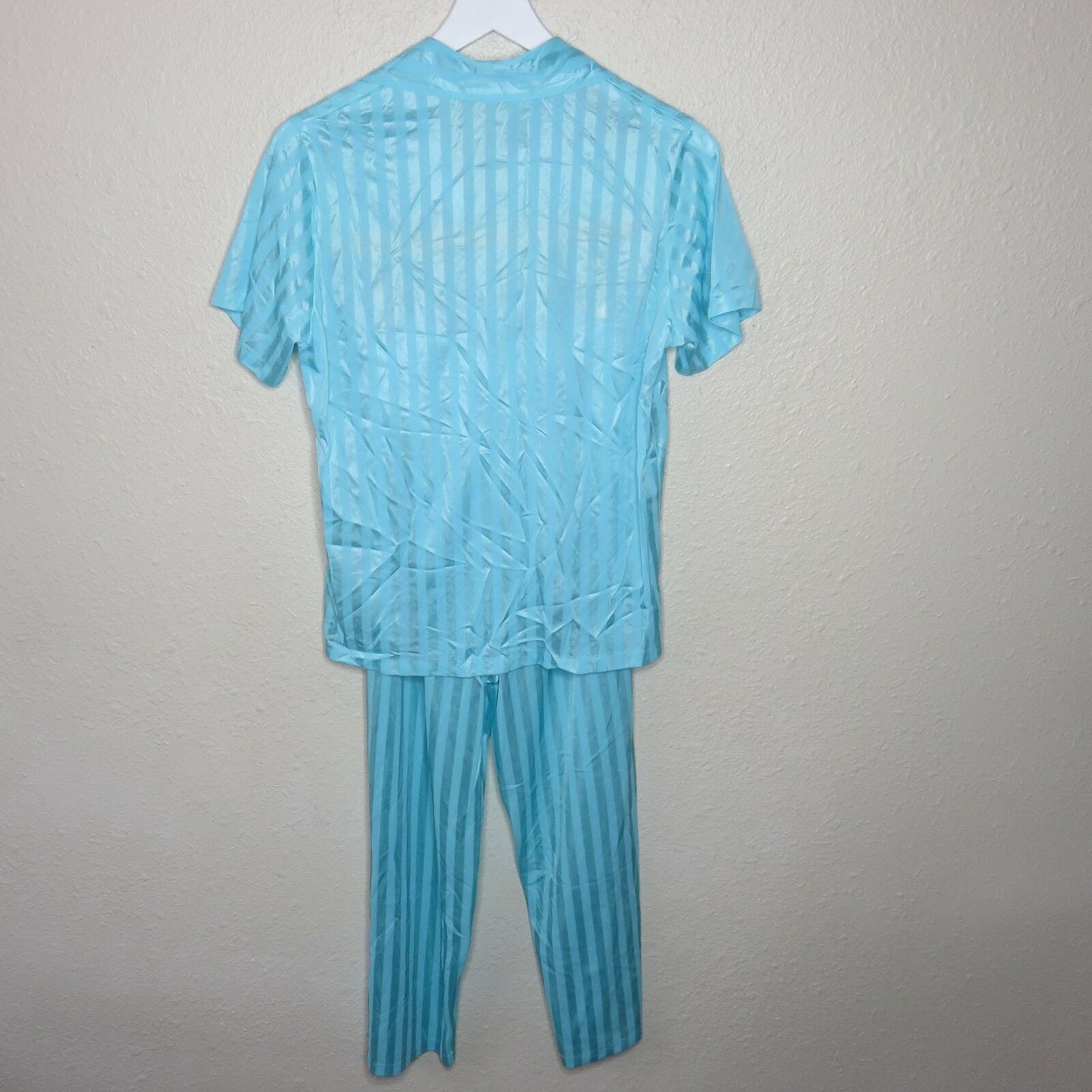 Vintage Sheer Blue Striped Pajamas - Women's S/M