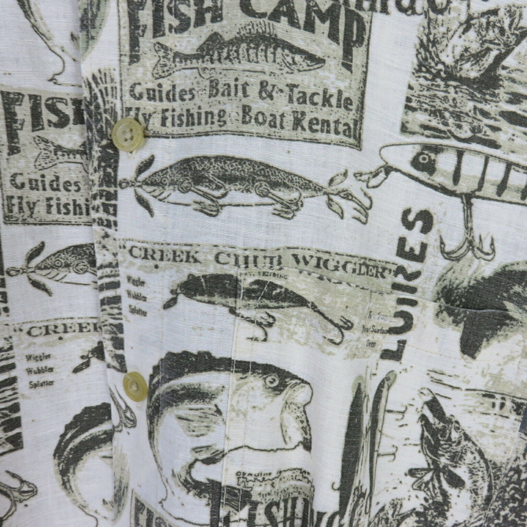 Woolrich Fishing Lures Fish Camp Short Sleeve Button Up Shirt - Men's L