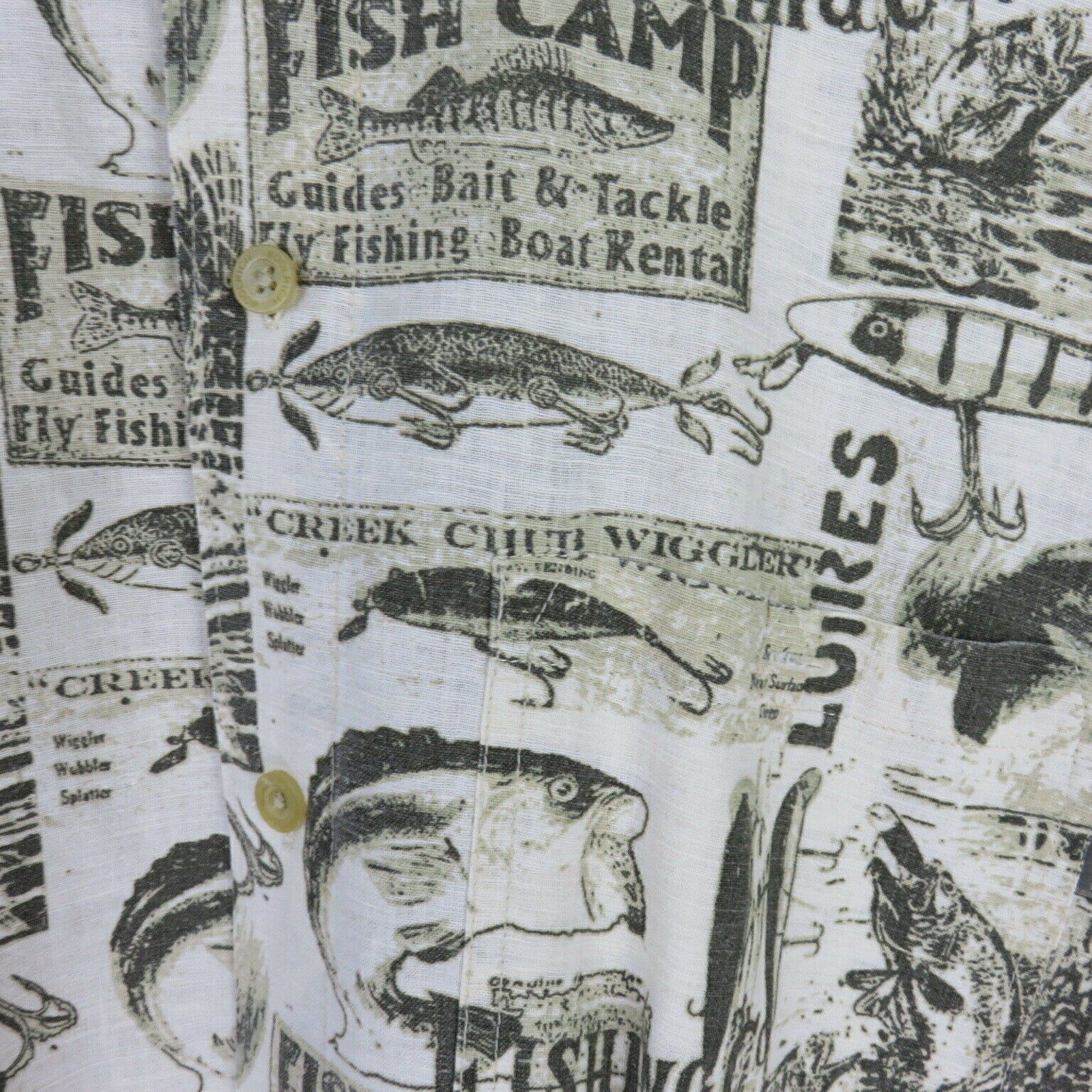 Woolrich Fishing Lures Fish Camp Short Sleeve Button Up Shirt - Men's L