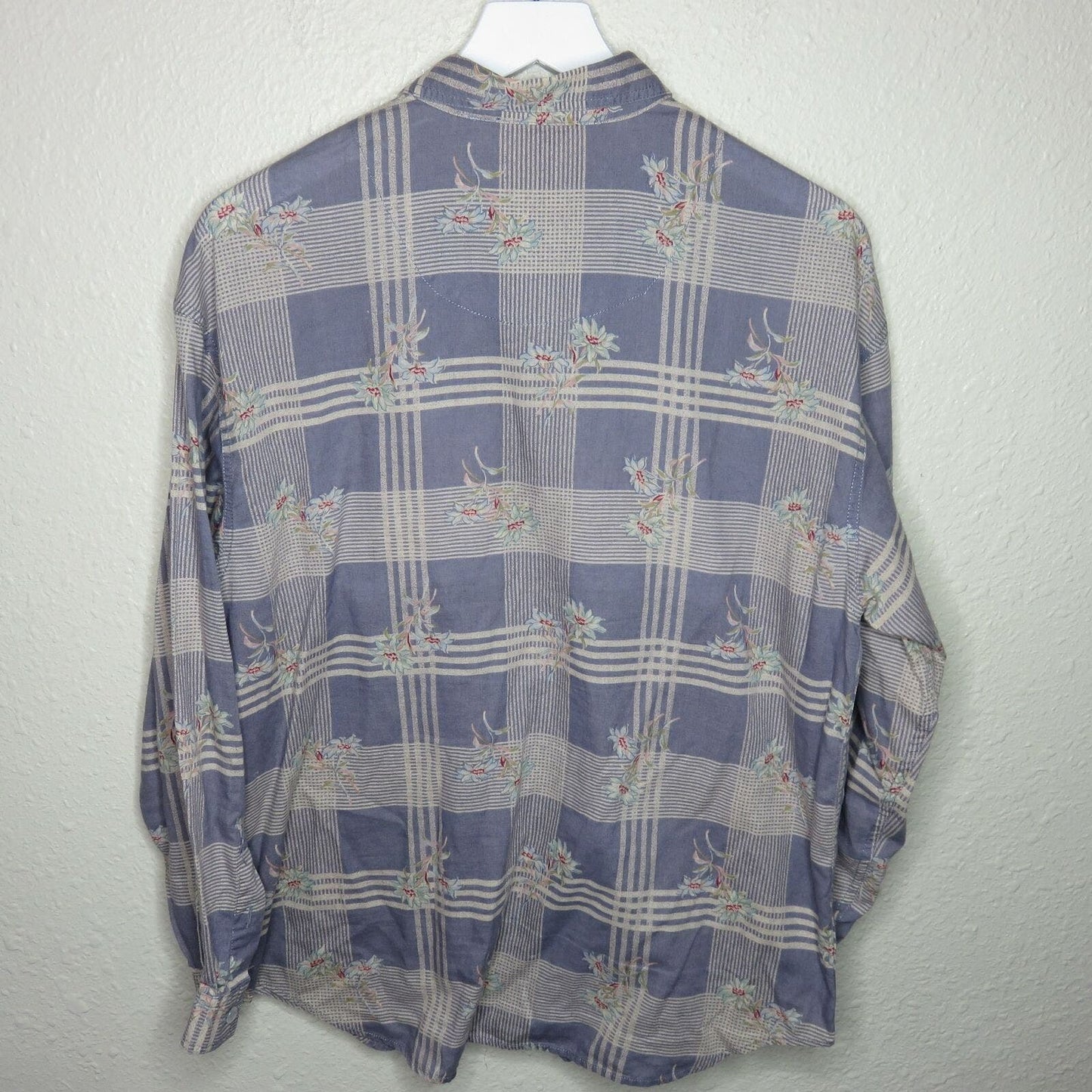 Vintage Liz Wear Floral Plaid Granny Button Up Shirt - Women's M