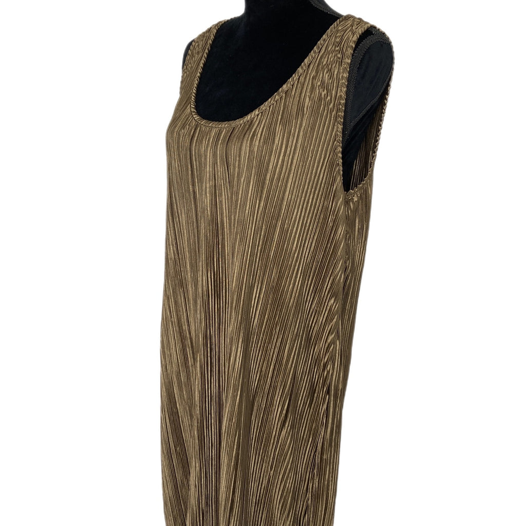 H&M 70's Vibes Gold Pleated Shift Dress - Women's Size M