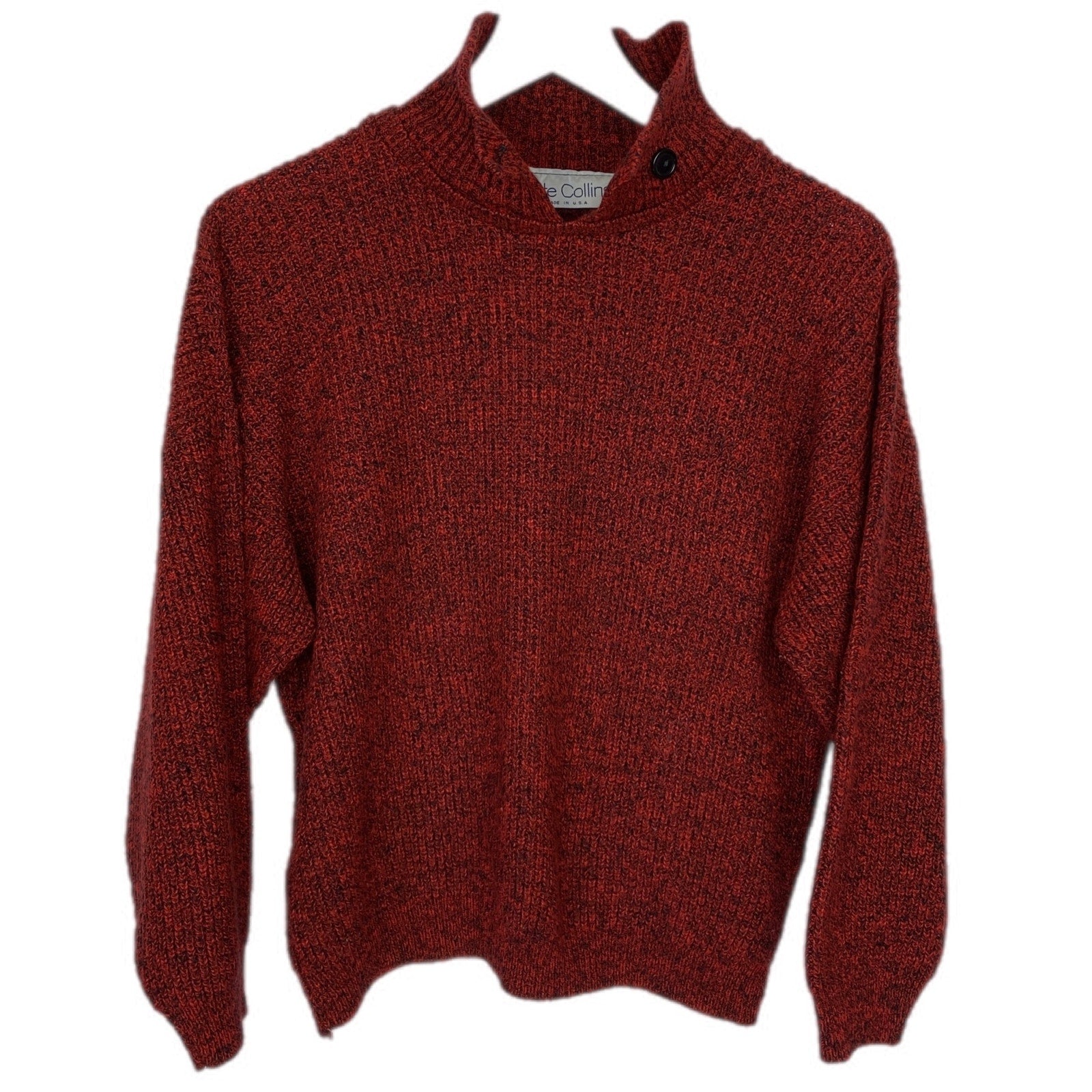 Vintage Red Marled Collard Sweater - Women's Size L