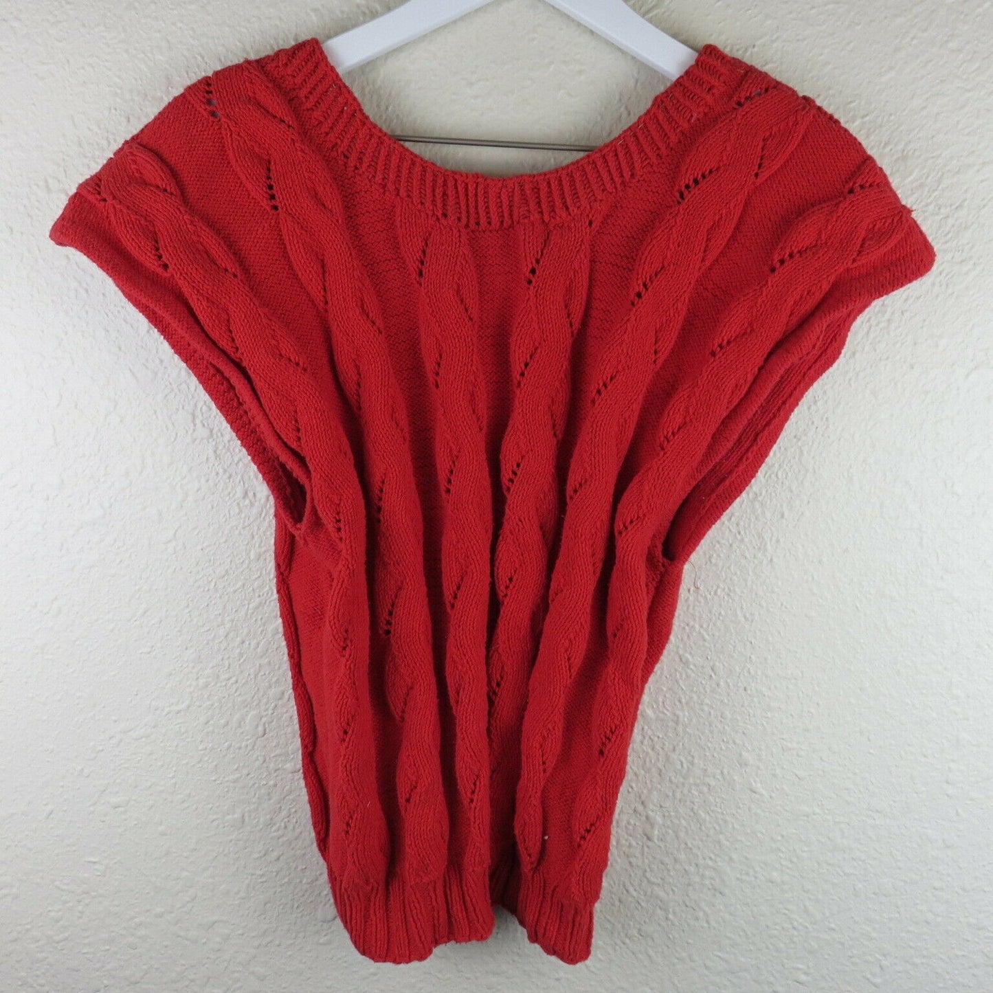 Vintage Retro Elegance Red Off Shoulder Sleeveless Sweater - Women's Size M