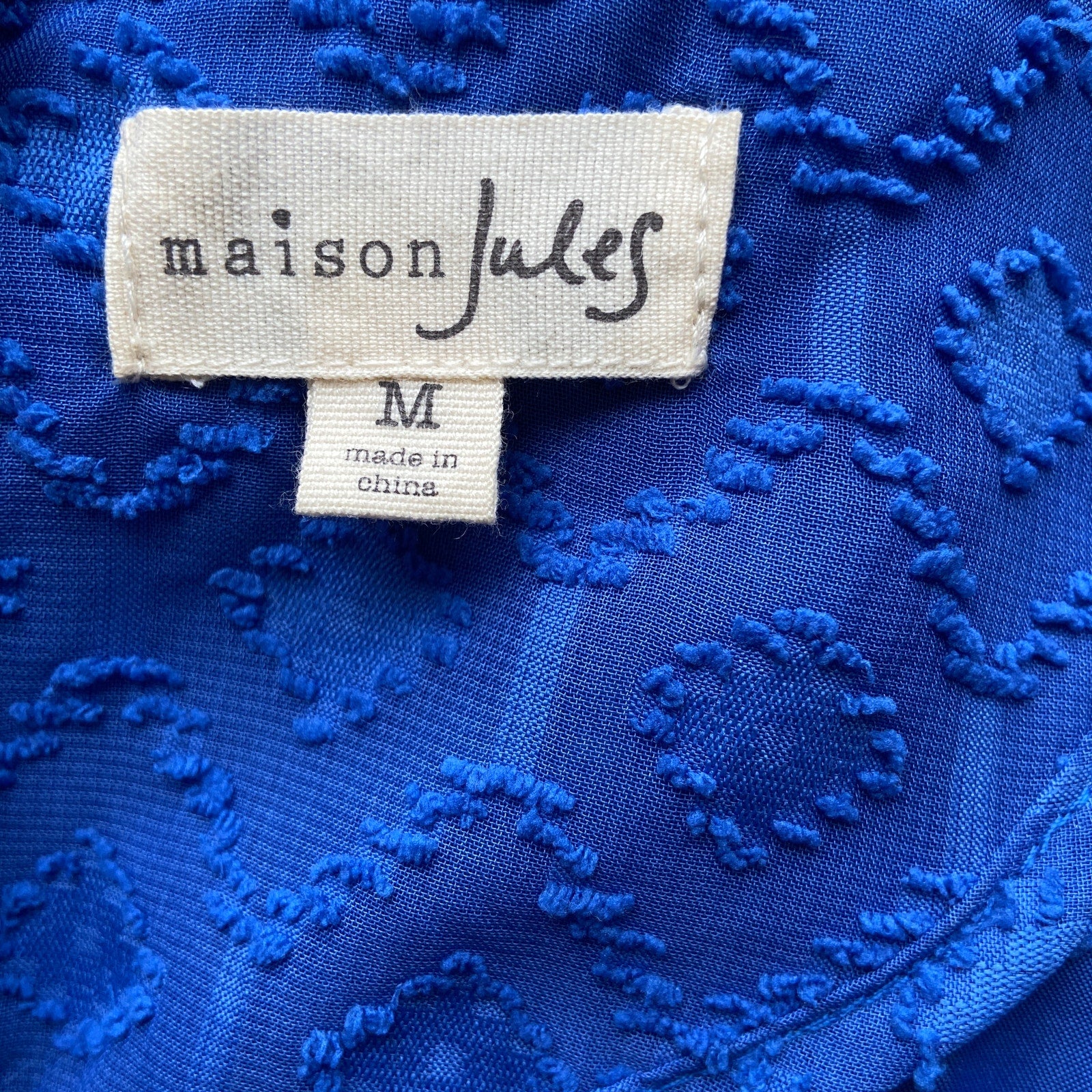 Maison Jules Sapphire Blue Textured Patterned Skater Dress - Women's Size M