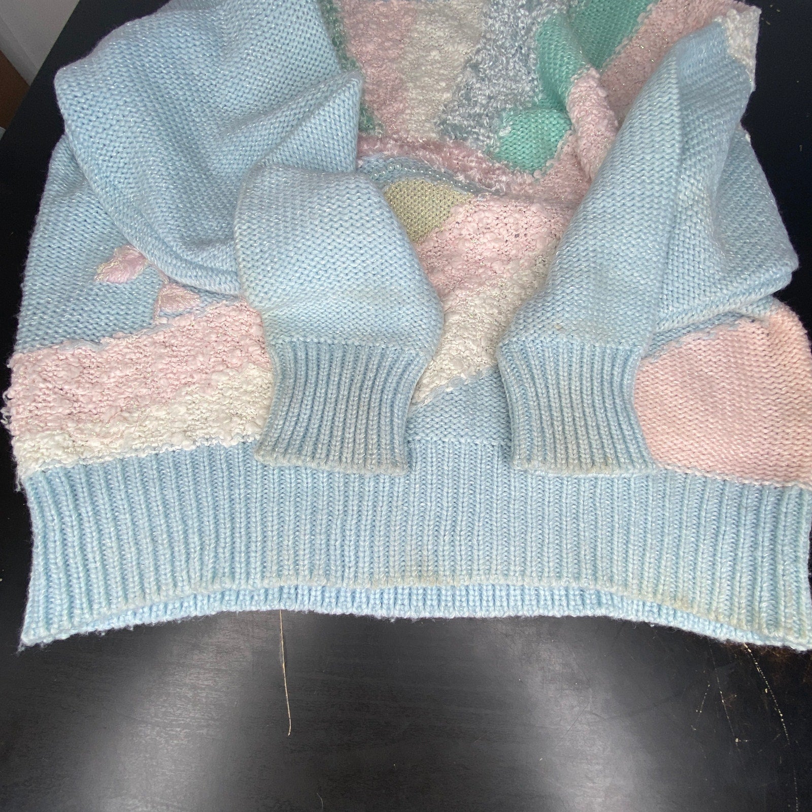 Vintage Pastel Embellished Bold Pattern Sweater - Women's Size M