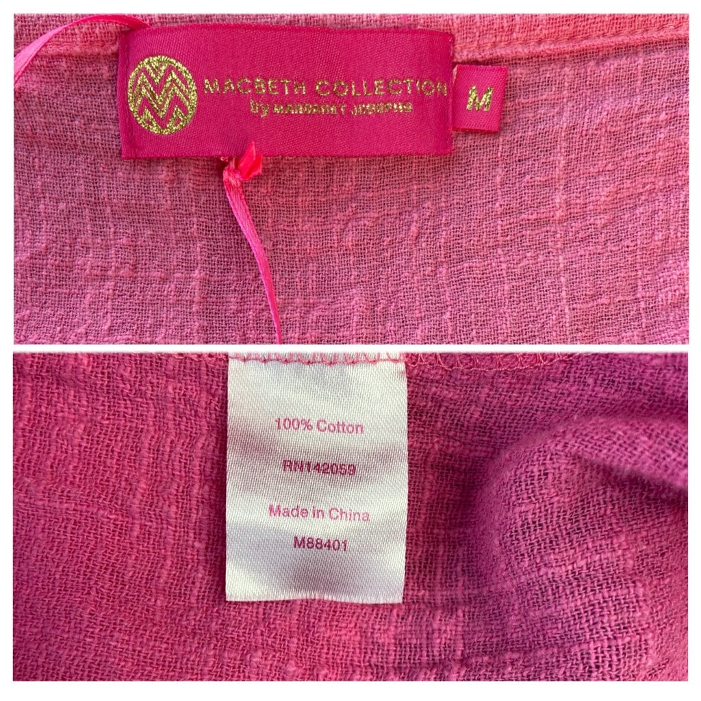 Macbeth Collection Margaret Josephs Pink Oversized Off Shoulder Tunic Shirt - M
