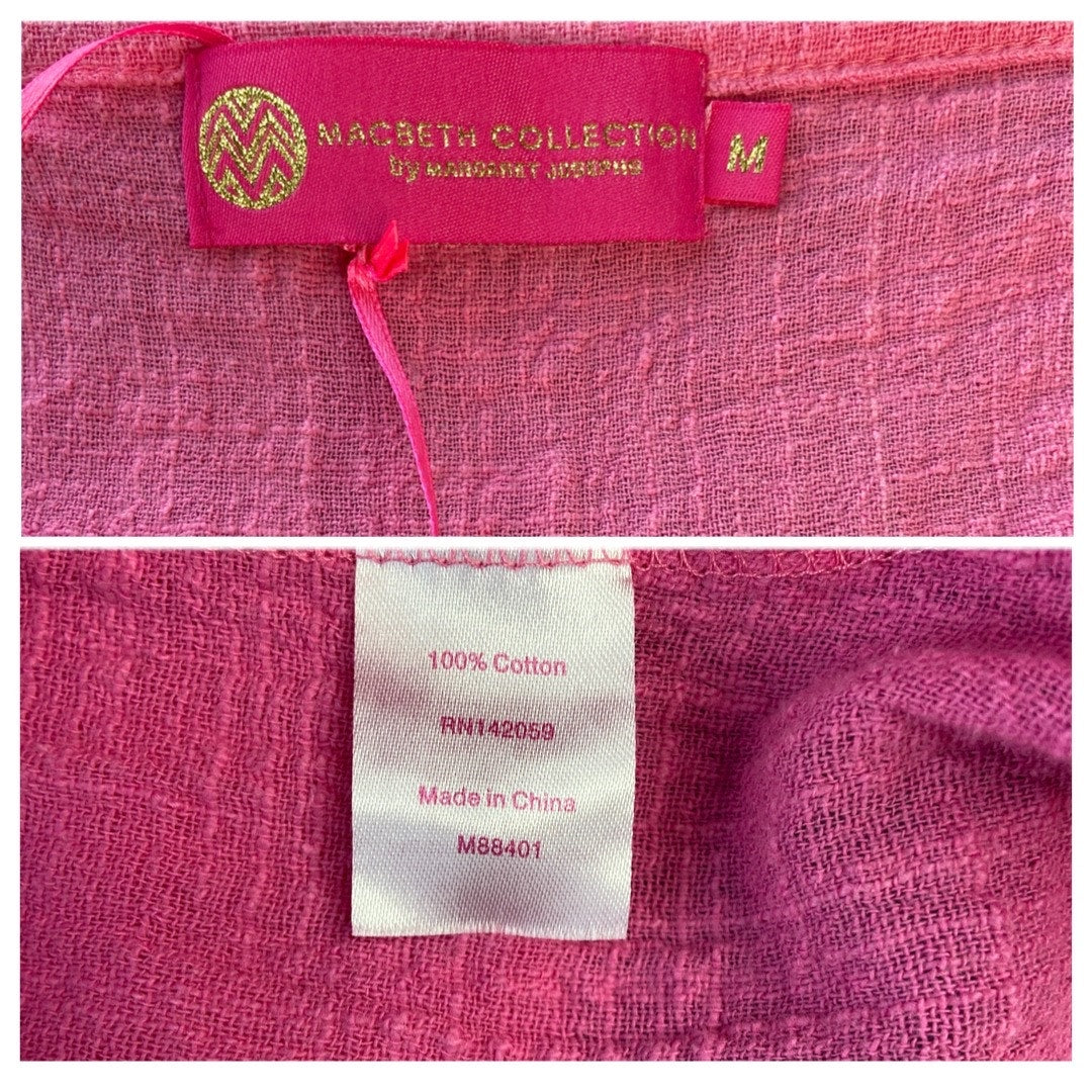 Macbeth Collection Margaret Josephs Pink Oversized Off Shoulder Tunic Shirt - M
