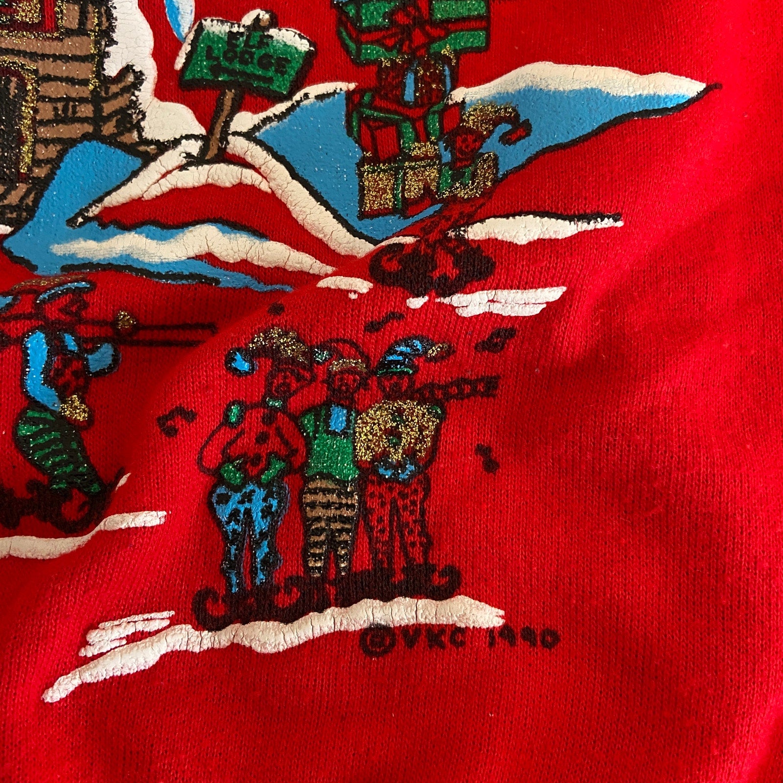 Vintage Puffy Paint North Pole Santa's Workshop Crewneck Sweatshirt - Women's S