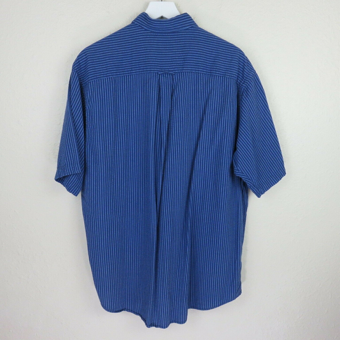 Vintage Nautica Blue Stripe Button Up Short Sleeve Shirt - Men's L