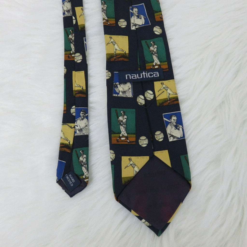 Vintage Nautica Silk Old Timey Baseball Tie Made in USA