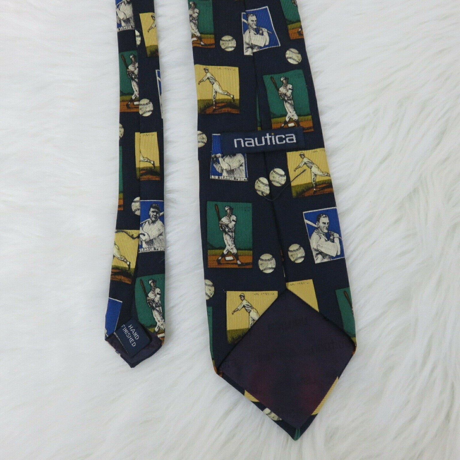 Vintage Nautica Silk Old Timey Baseball Tie Made in USA