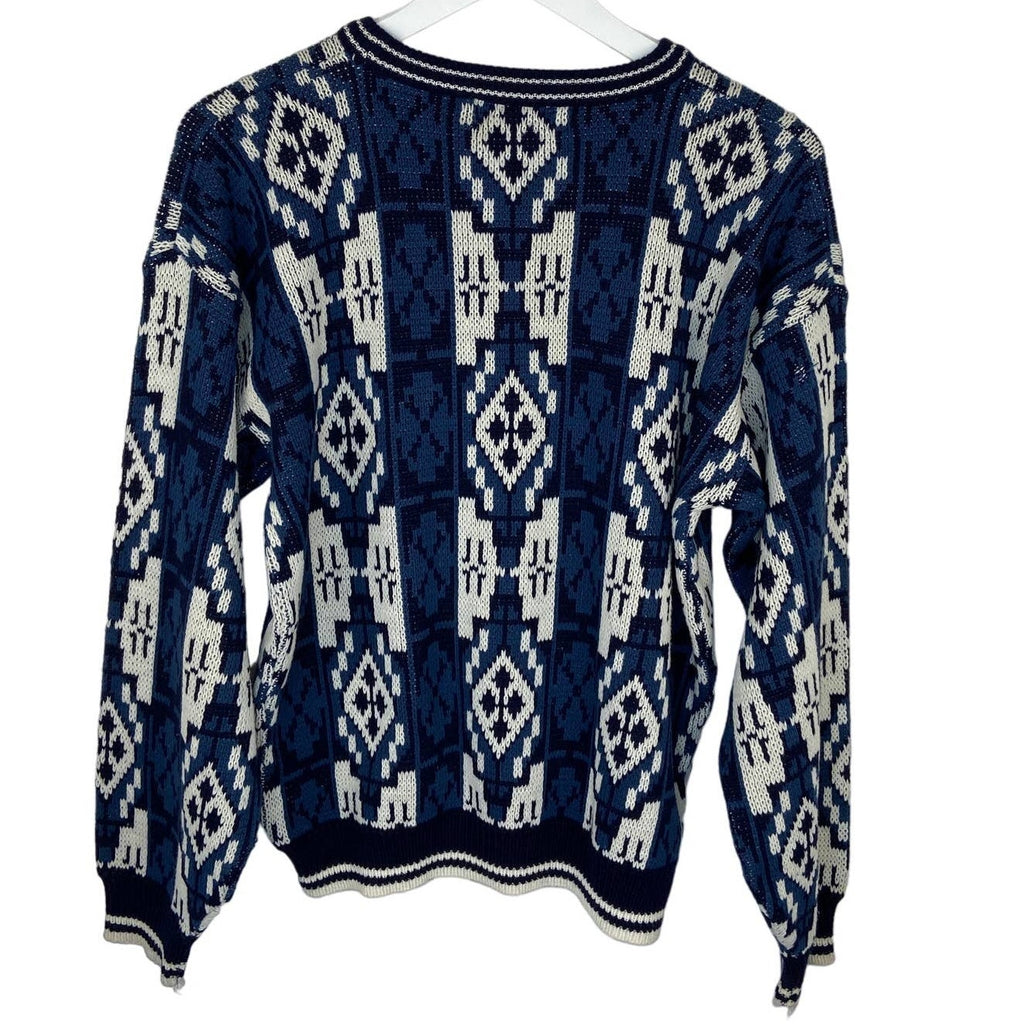 Vintage Geometric Pattern Crewneck Grandpa Sweater - Men's Size M