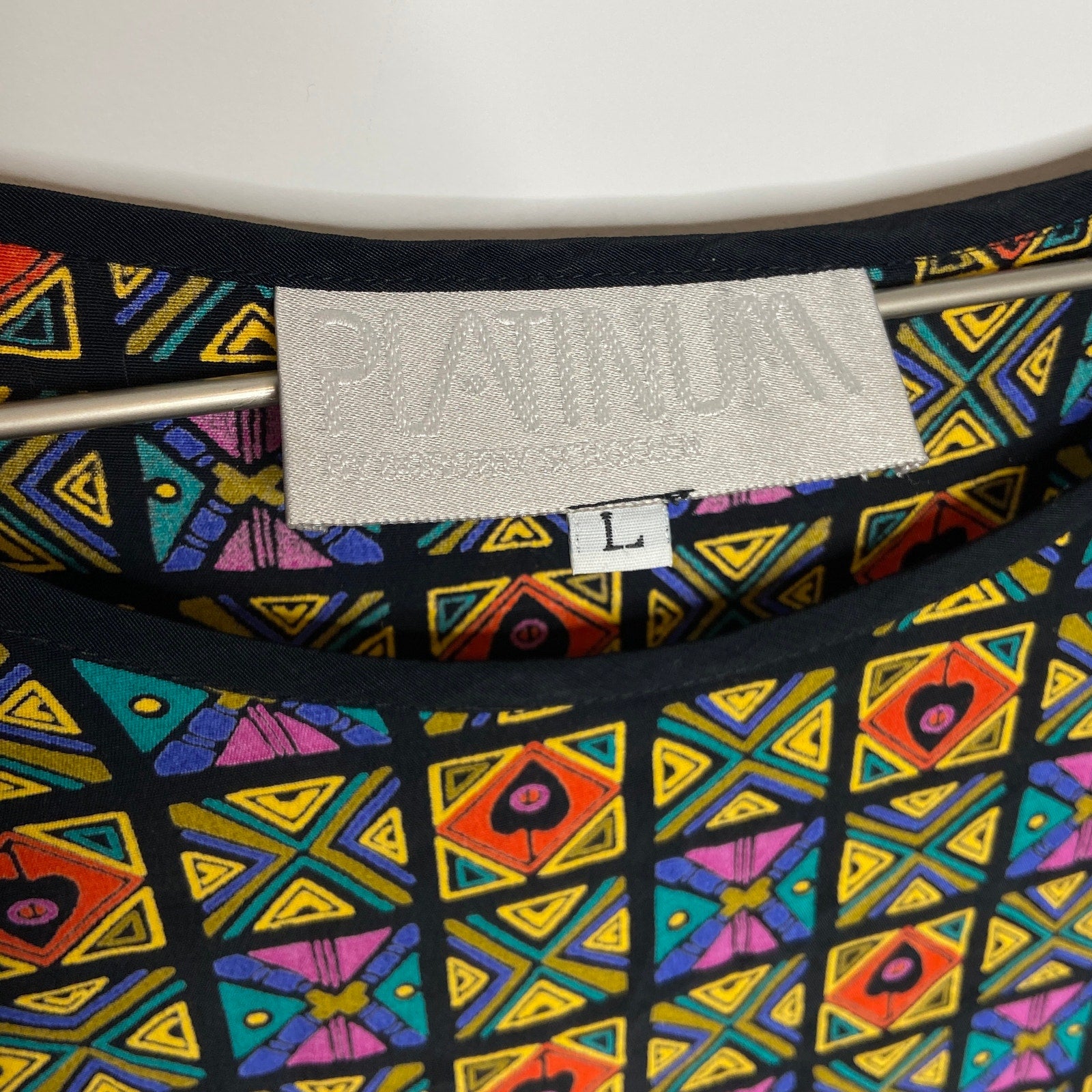 Vintage Funky Pattern Rayon Short Sleeve Shirt - Women's Size Large