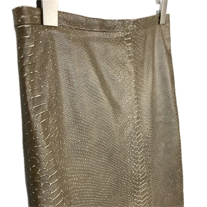 BCBGMAXAZRIA Leather Snakeskin Print A Line Skirt - Women's Size 6