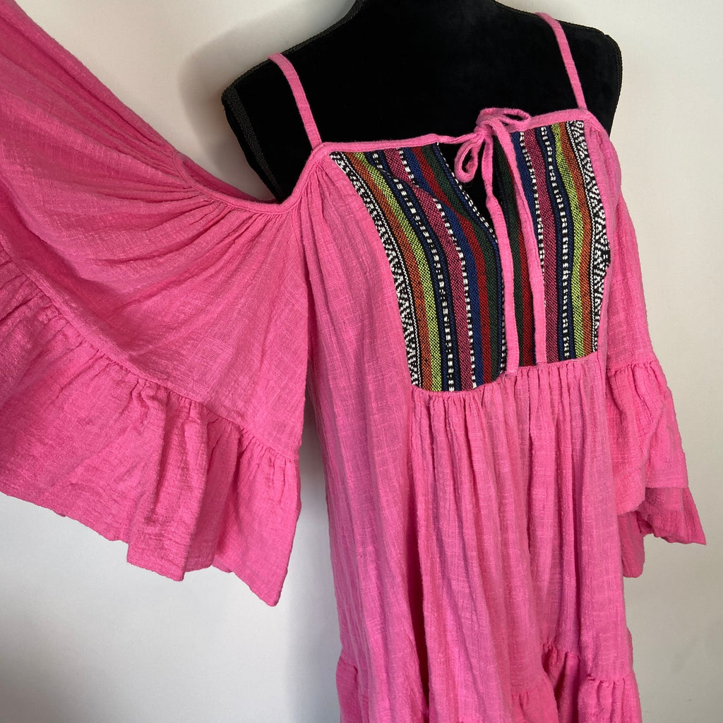 Macbeth Collection Margaret Josephs Pink Oversized Off Shoulder Tunic Shirt - M