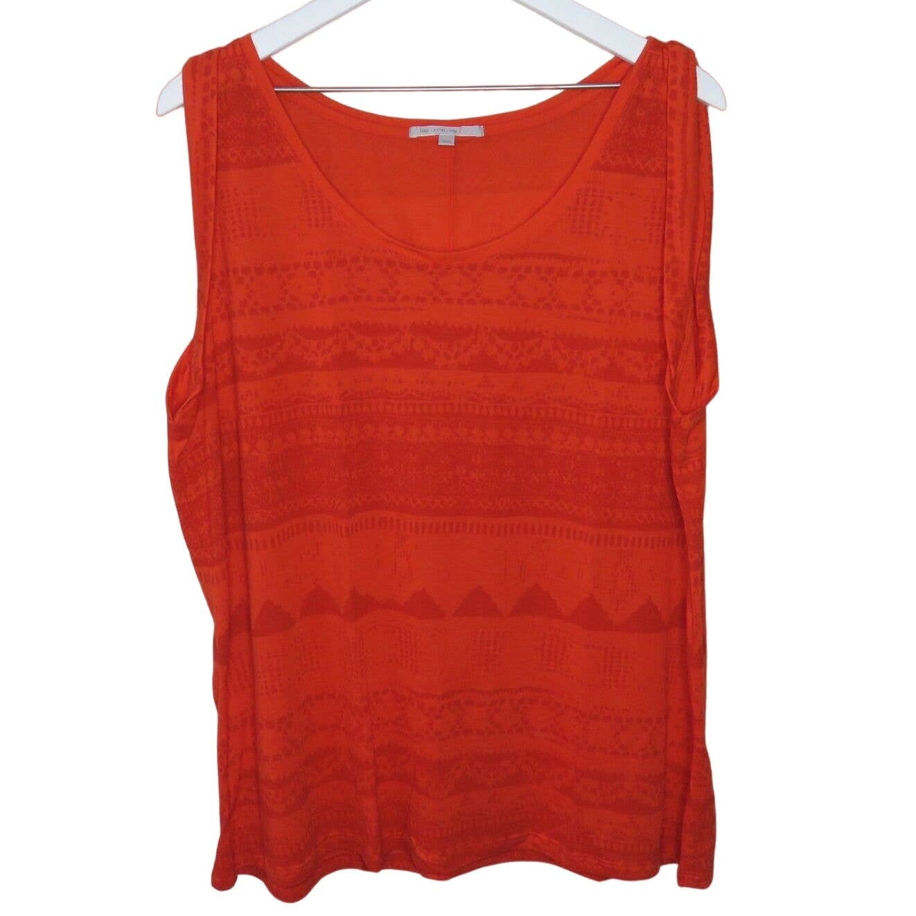 Gap Red Orange Patterned Tank Top - Women's XL