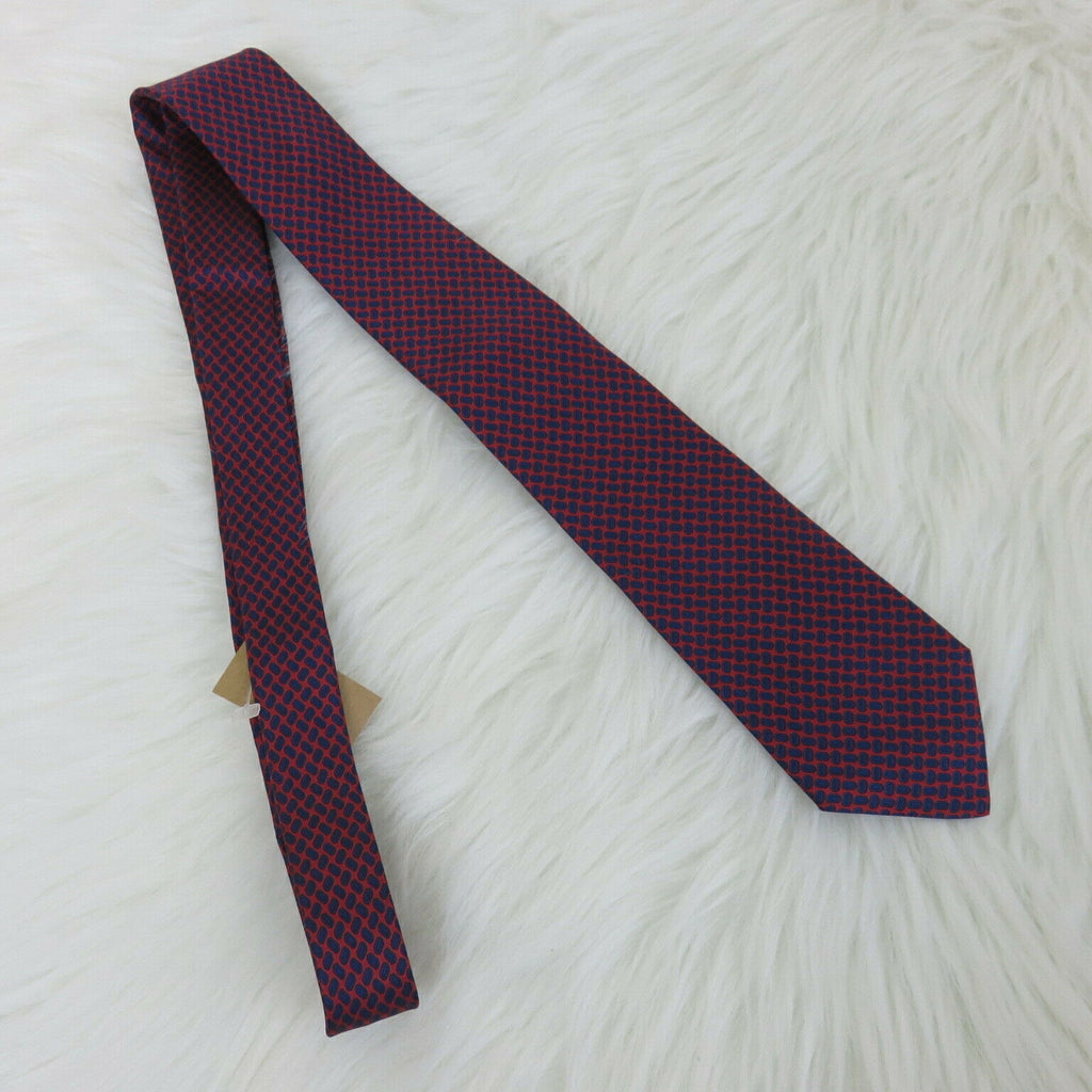 Vintage Silk Italian Made Da Vinci Red Blue Patterned Men's Tie