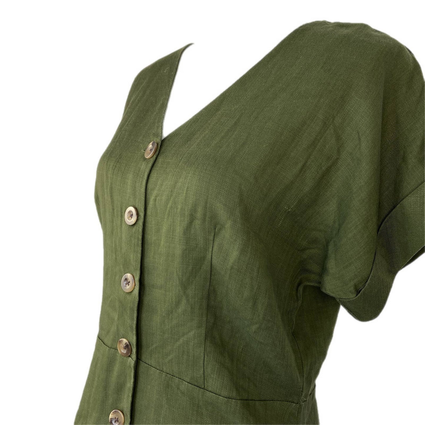 Ann Taylor Factory Dark Green Short Sleeve Button Top - Women's Size Small