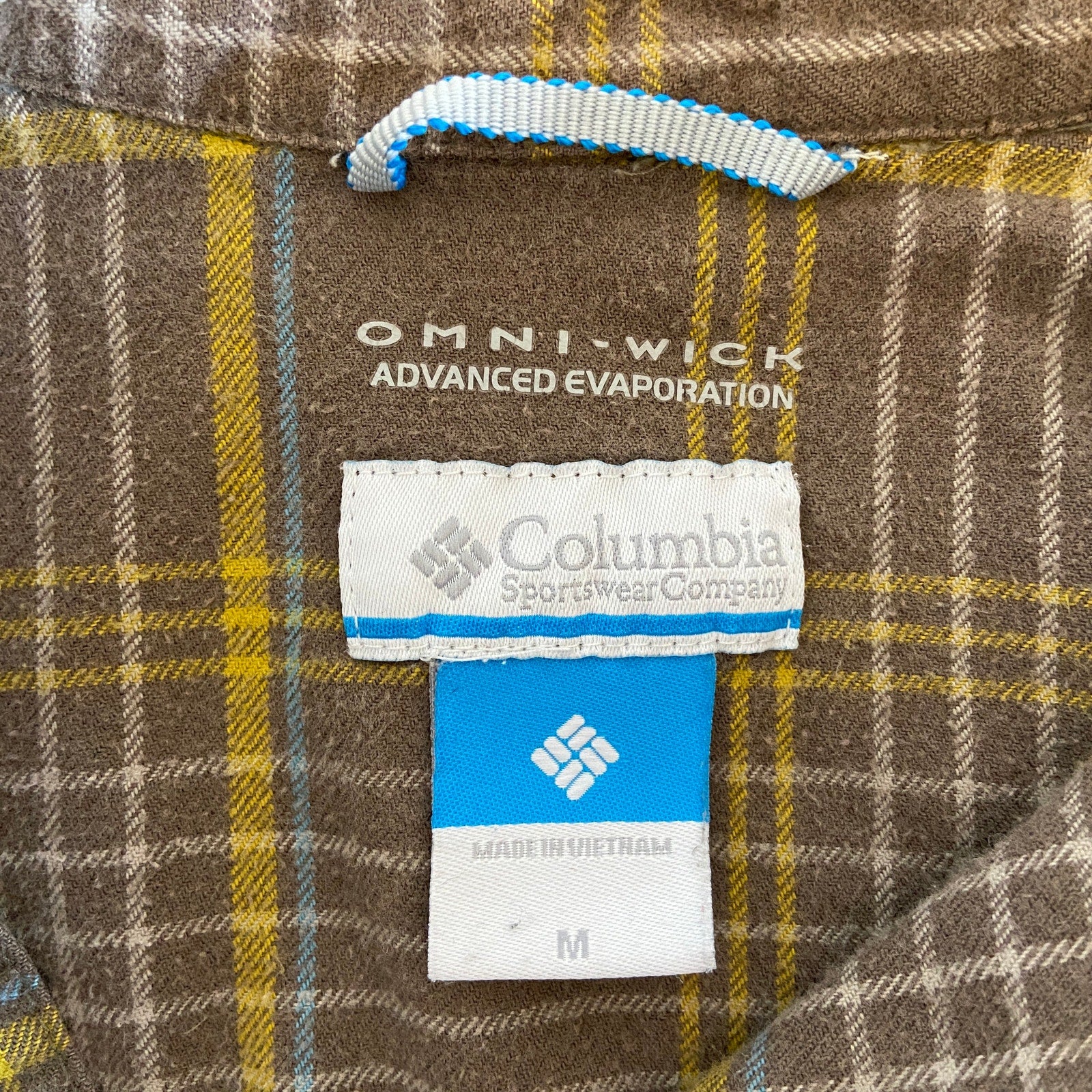 Columbia Light Brown Plaid Omni-wick Flannel Shirt - Men's Size M