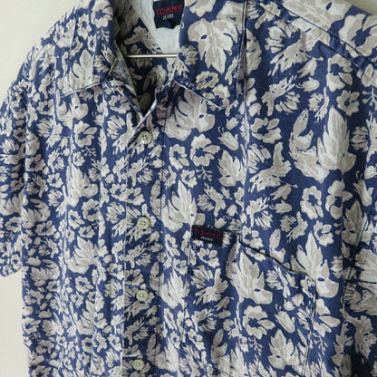 Tommy Jeans Blue Floral Hawaiian Shirt - Men's L