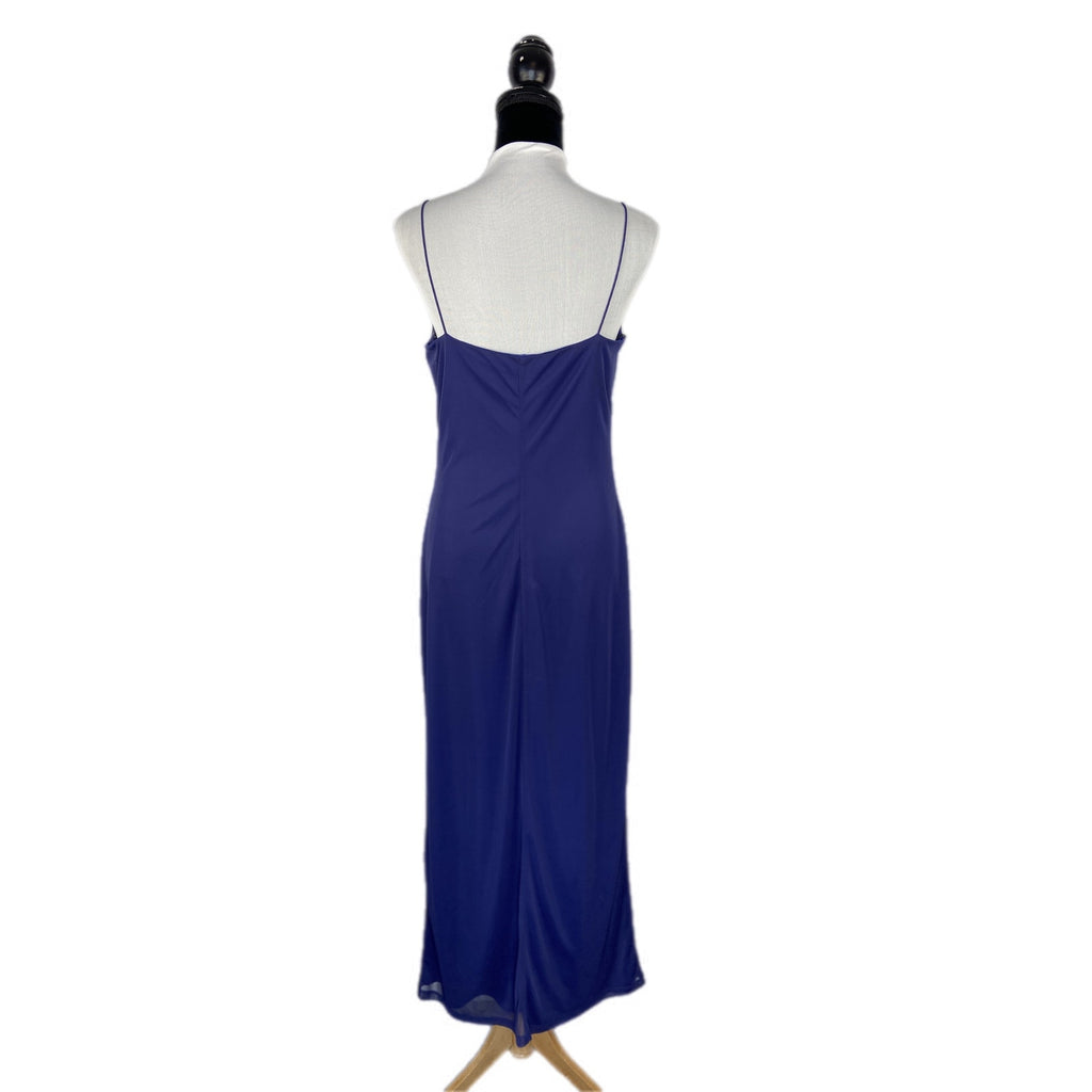 Y2K Shimmer Detail Long Blue Formal Prom Dress - Women's Size L