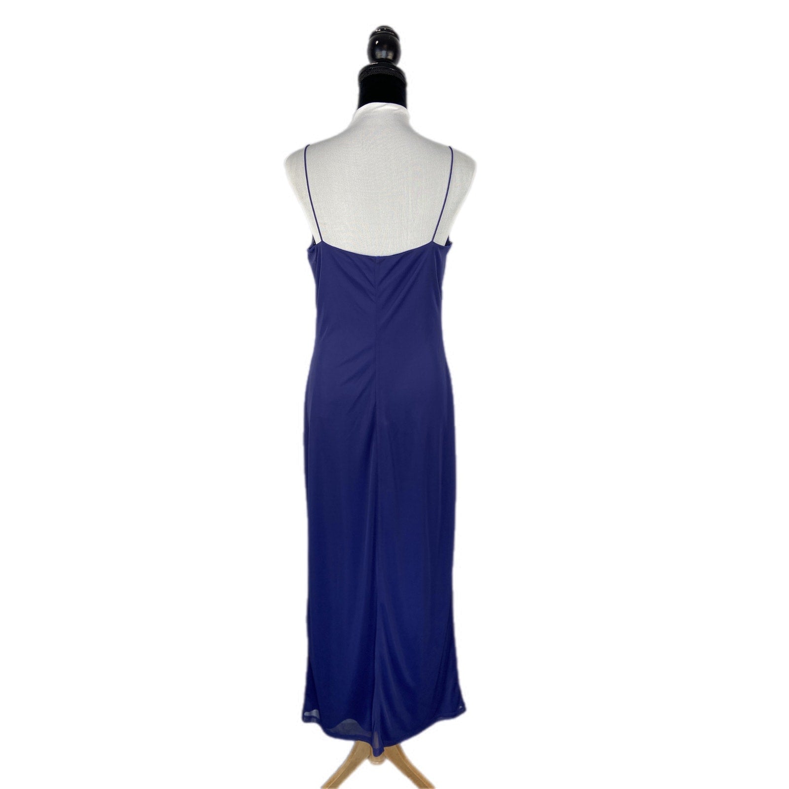Y2K Shimmer Detail Long Blue Formal Prom Dress - Women's Size L