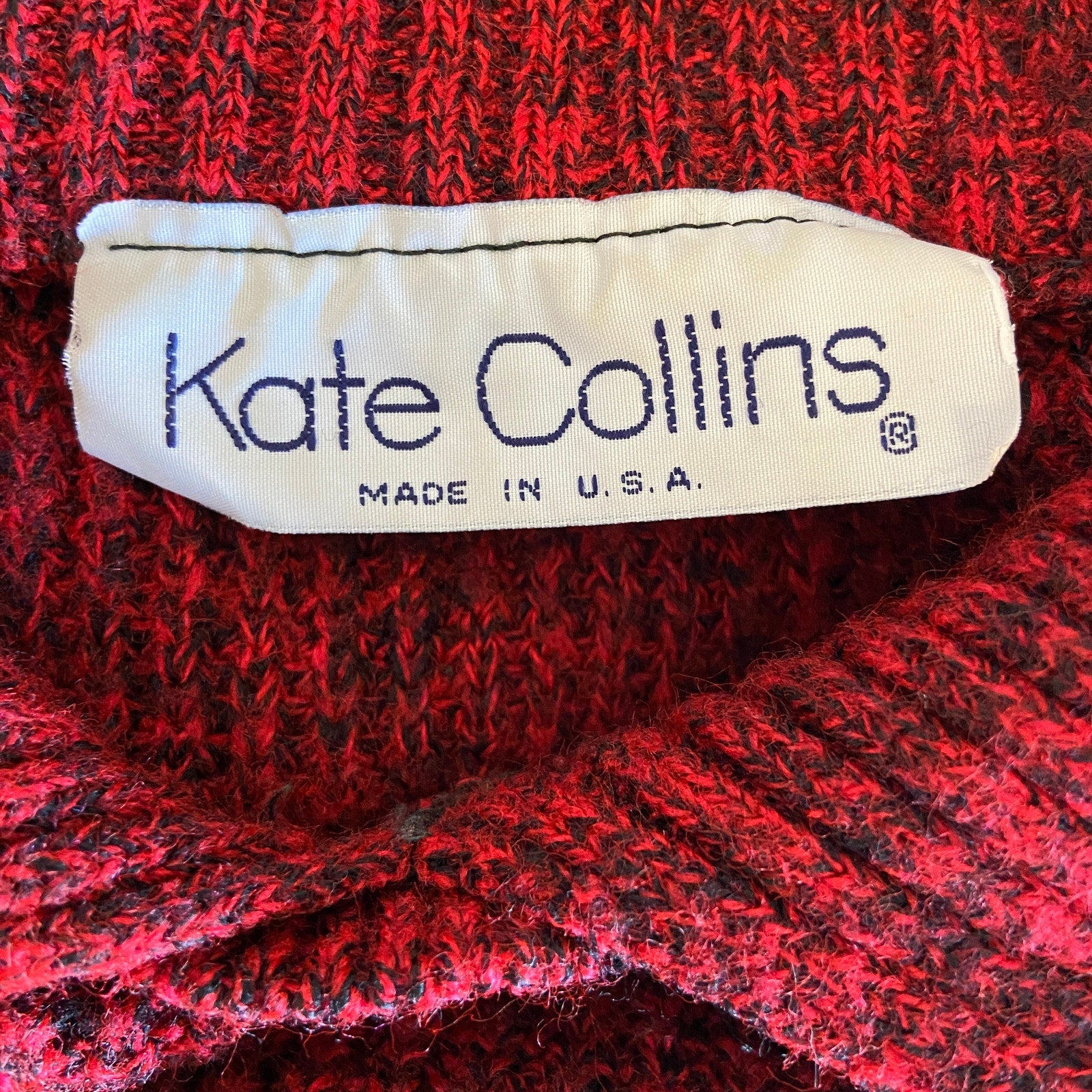 Vintage Red Marled Collard Sweater - Women's Size L