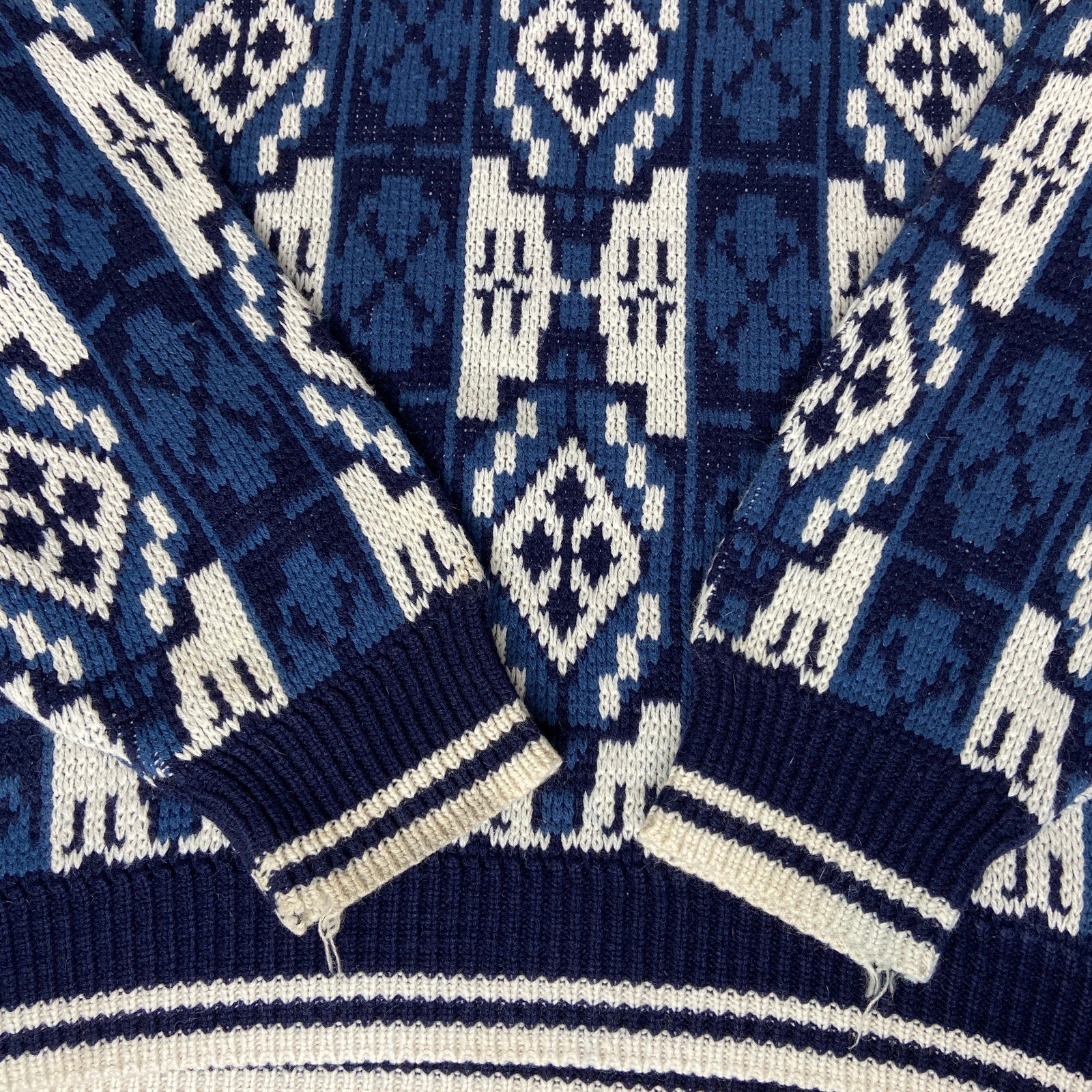 Vintage Geometric Pattern Crewneck Grandpa Sweater - Men's Size M