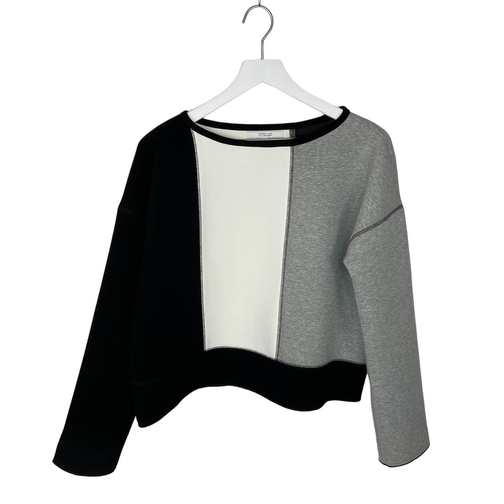 Derek Lam 10 Crosby Black White Gray Color Block Pullover Top - Women's Size S