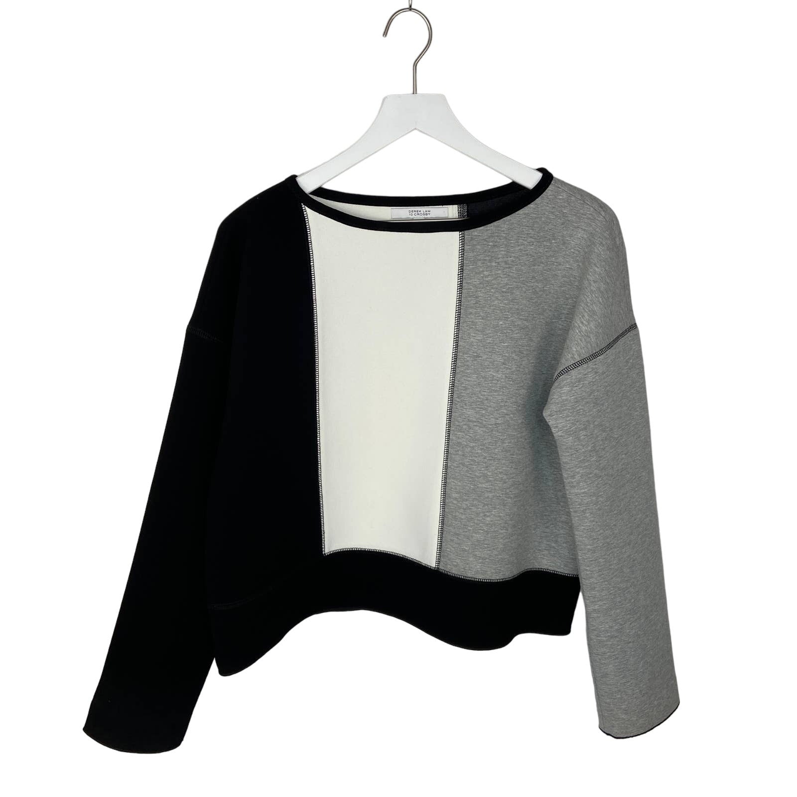 Derek Lam 10 Crosby Black White Gray Color Block Pullover Top - Women's Size S