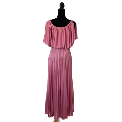 Vintage Dusty Pink Pleat Skirt Dress - Women's Size S/M