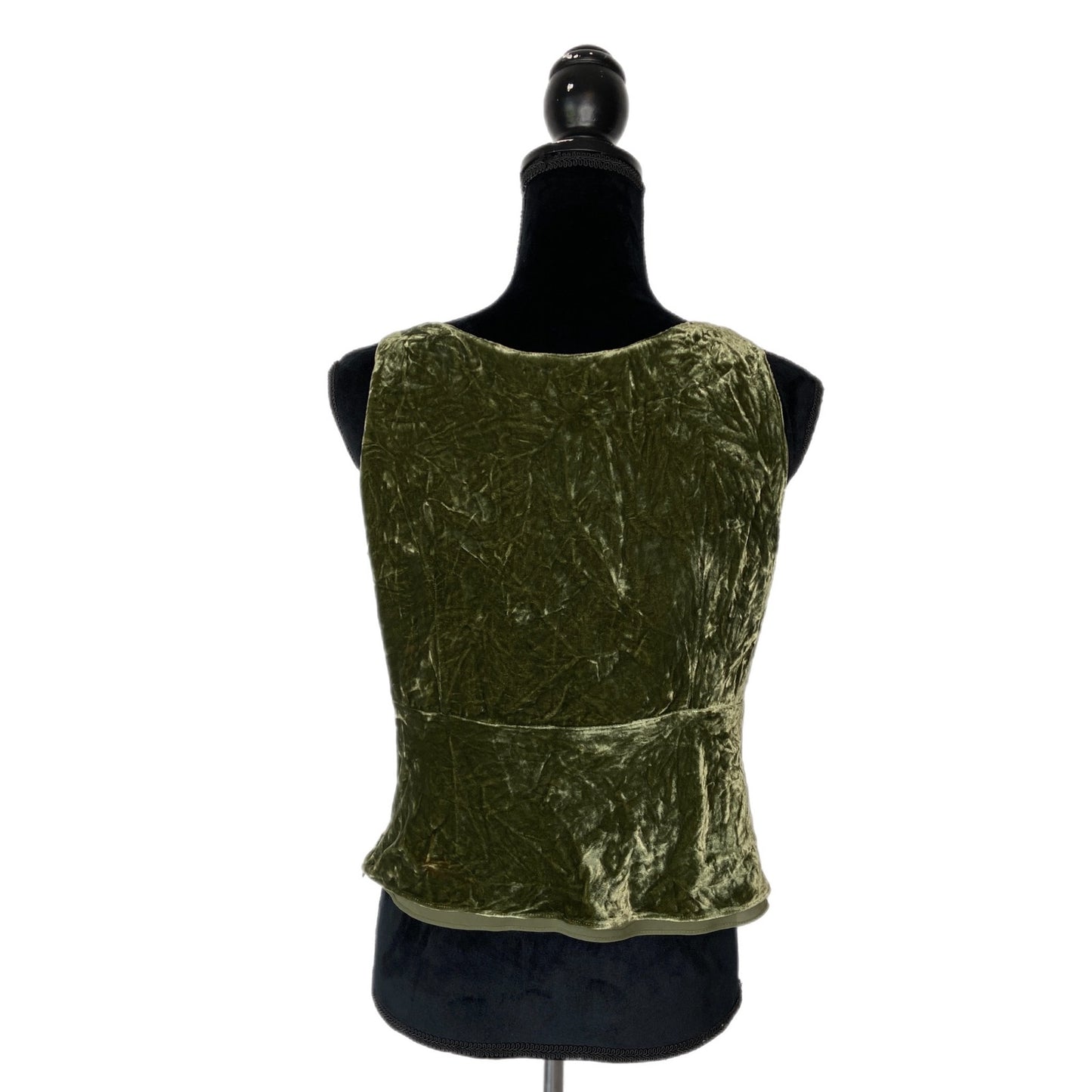 Y2K Style Green Velour Crop Tank Top - Women's Size 8