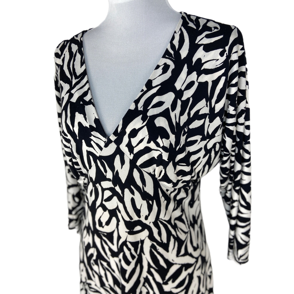 August Silk Patterned 3/4 Sleeve Dress - Women's Size M