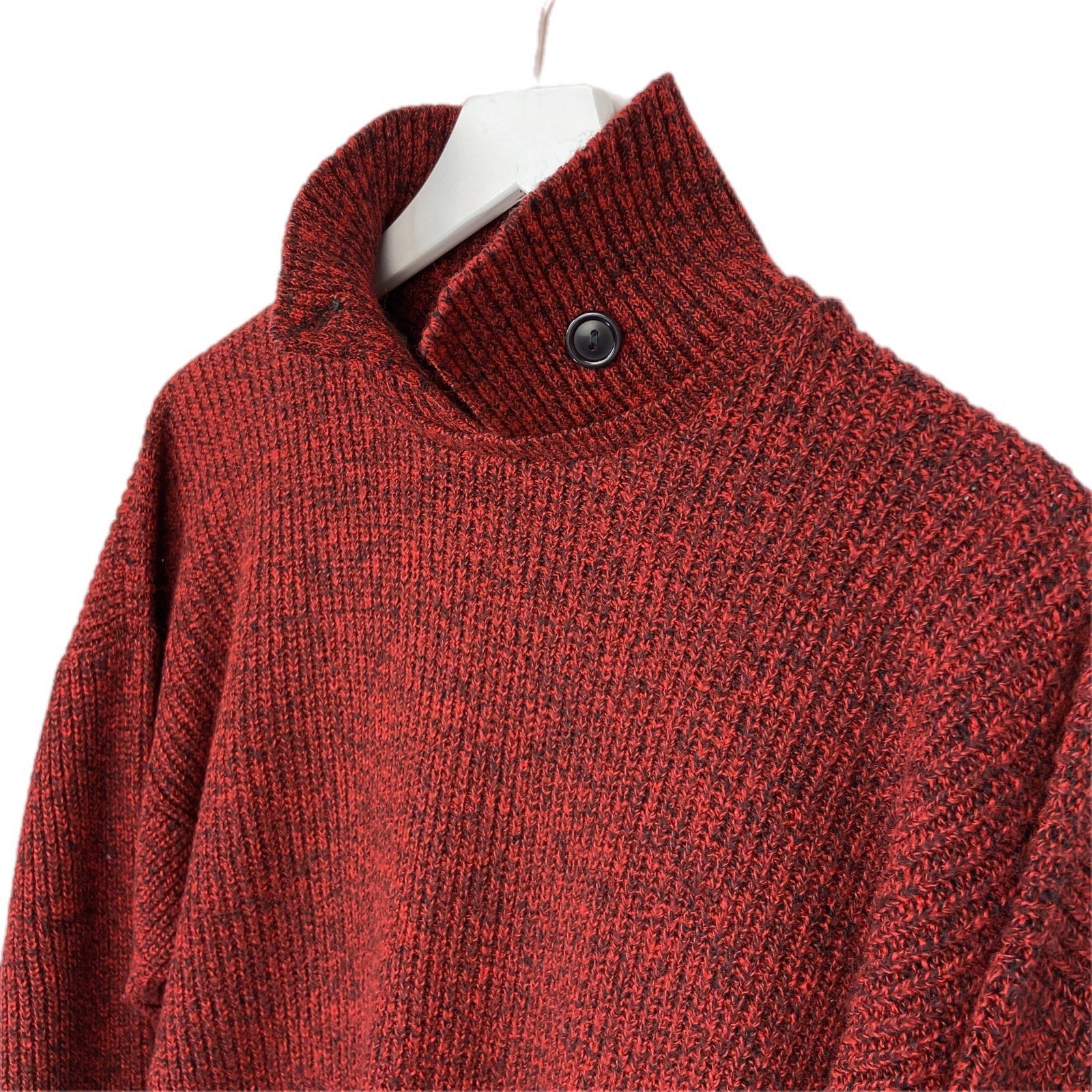 Vintage Red Marled Collard Sweater - Women's Size L