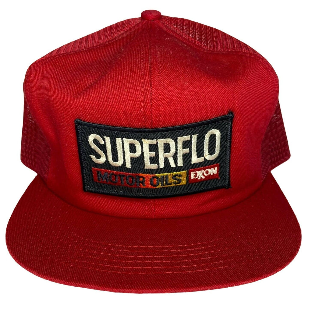 Vintage K Products Superflo Motor Oils Exxon Patch Mesh Snapback Trucker Hat