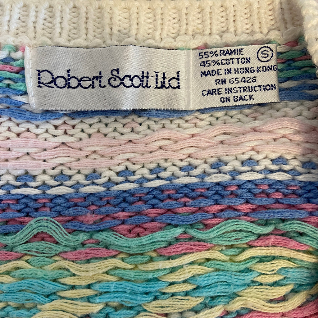 Vintage Stripe Pattern Knit Granny Cardigan - Women's Size S