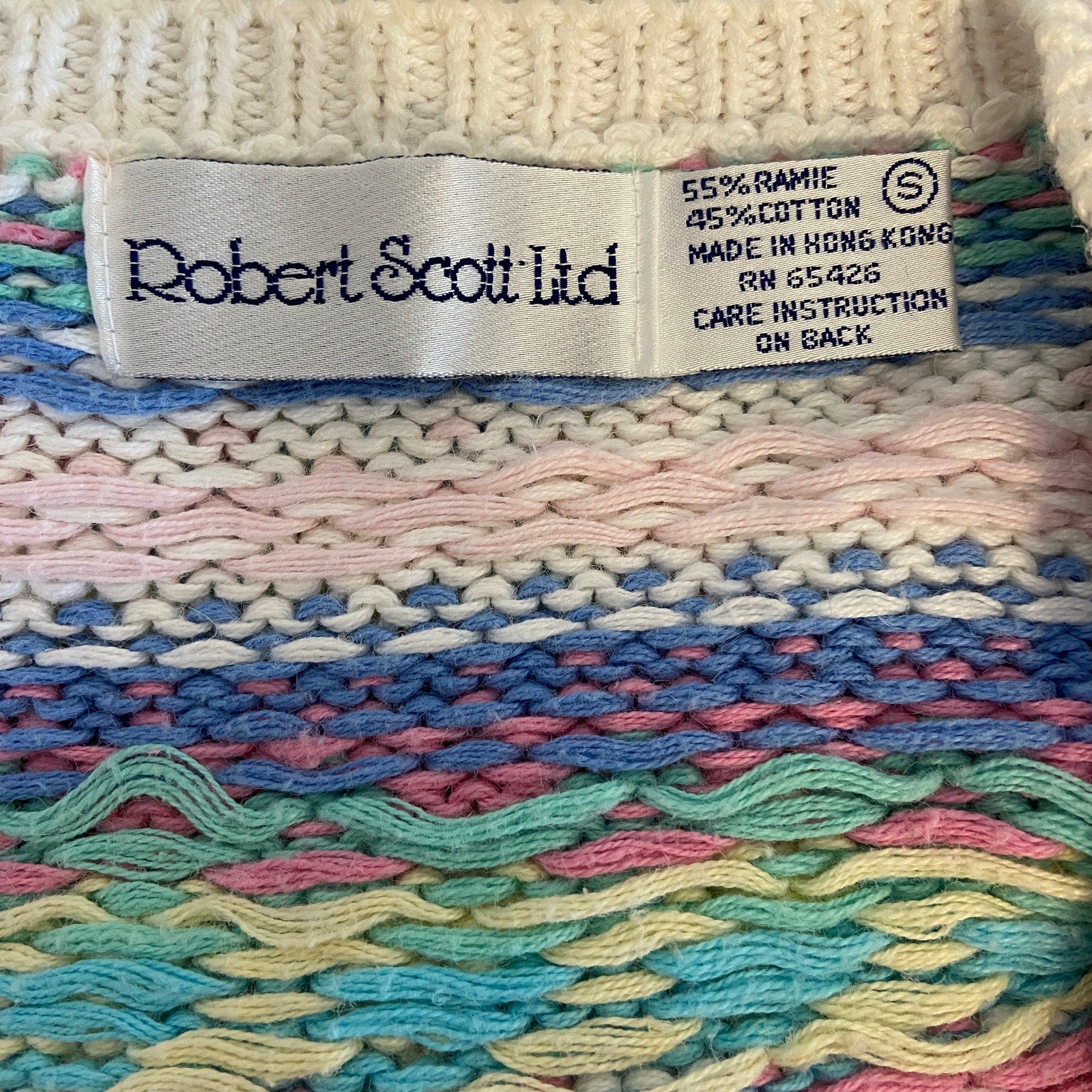 Vintage Stripe Pattern Knit Granny Cardigan - Women's Size S