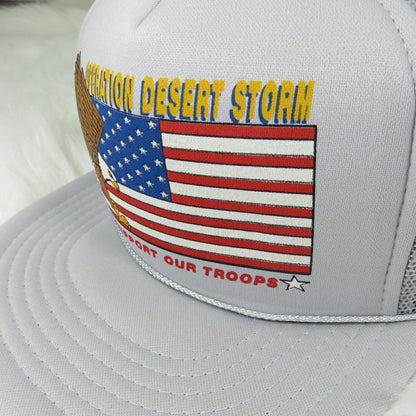 Vintage Operation Desert Storm Patriotic Flag Trucker Snapback Hat