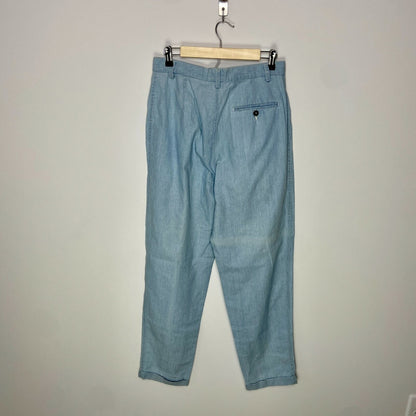 Vintage Liz Wear Cotton Front Pleat High Waist Light Blue Pants - Women's 12