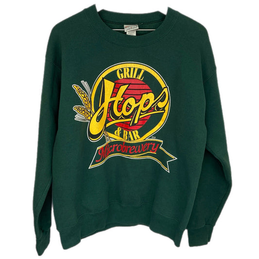 American Vintage Hops Bar & Grill Green Crewneck Sweatshirt - Men's Size M