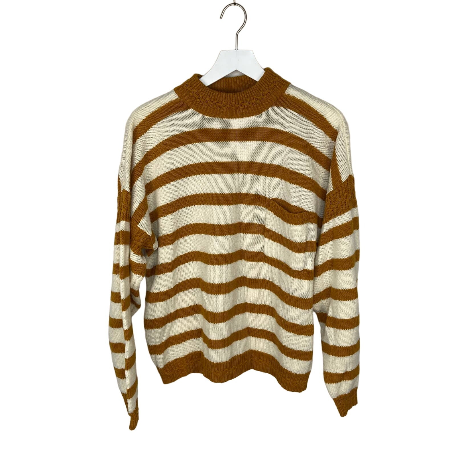 Vintage Striped Chest Pocket Crew Neck Sweater - Women's Size L