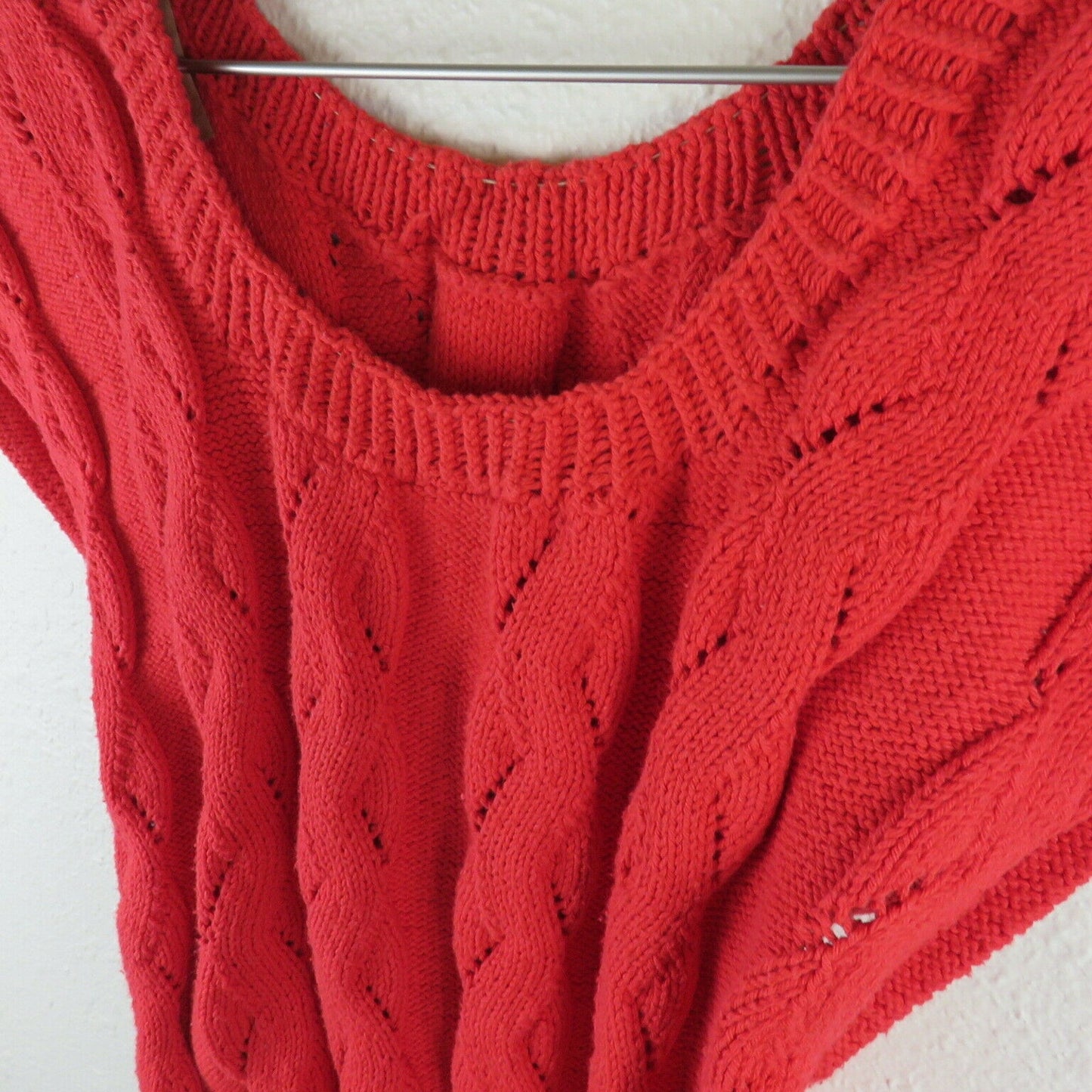 Vintage Retro Elegance Red Off Shoulder Sleeveless Sweater - Women's Size M