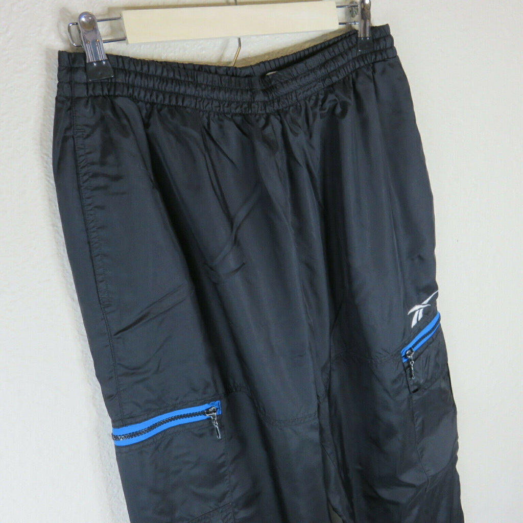 Vintage Reebok Black Cargo Style Track Pants - Women's Large