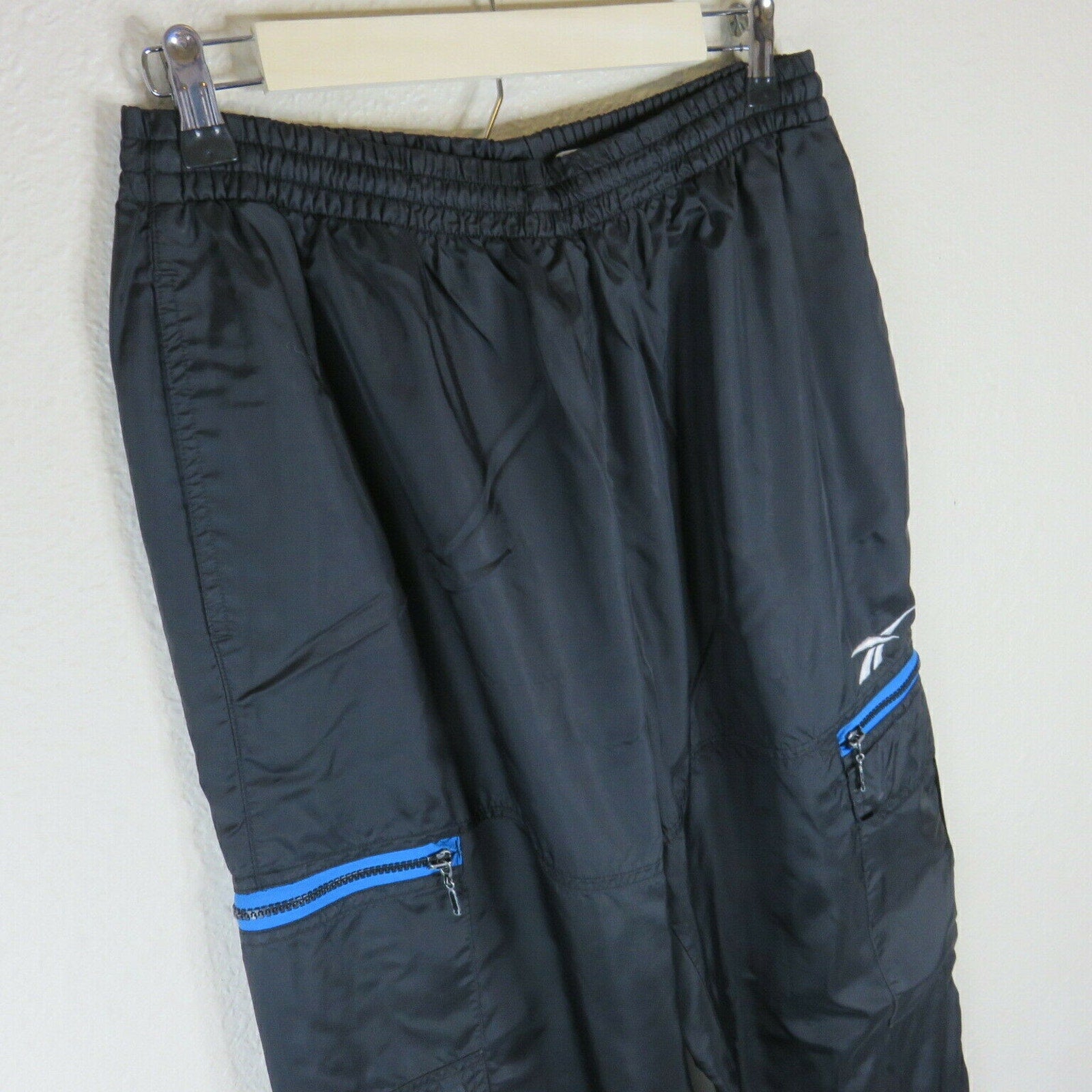 Vintage Reebok Black Cargo Style Track Pants - Women's Large